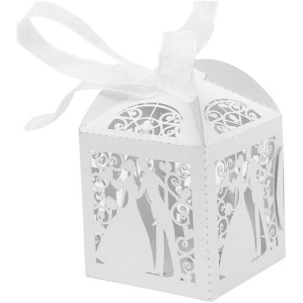 50 x Brudepar Favor Box Gaveæsker til Bryllup, Fødselsdag,