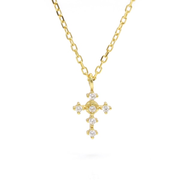 Uusi keltakultainen yötaivas Starlight Mini Cross Zircon -kaulakoru s9