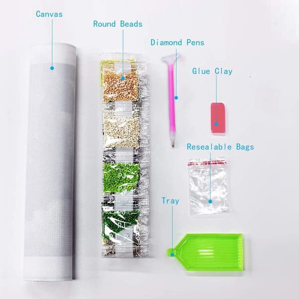 Diamantmaleri Kits til Voksne, Diamantkunst til Voksne, 5D Runde