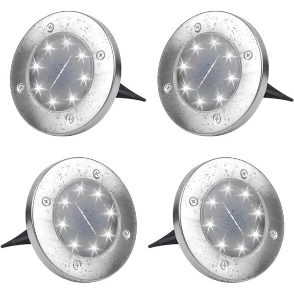 4-pack solcellslampor utomhus kall vit 6000K vattentät IP65 mottagare