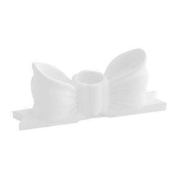 Liten Ljusstake Dekorativ Rosett Ljushållare Elegant Rosett Födelsedagsljusstake Heminredning Vit White