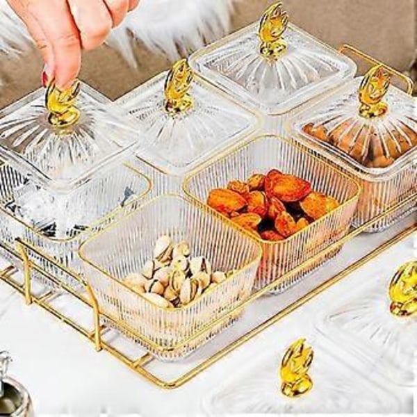 Tørket Frukt Snack Serveringsfat Appetittvekkerserveringsbrett Nordisk Nøttebrett Delt Serveringsfat for Fest Appetittvekker Krydder (3 Skåler Hvit) 3 Bowl White
