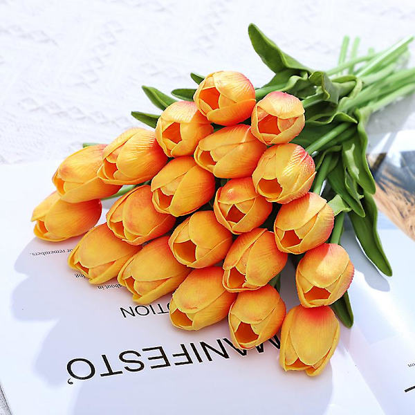 10 stk. Pu Real Touch Kunstige Tulipaner Kunstige Blomster（Lilla）