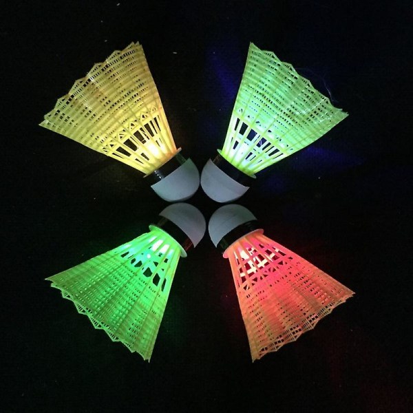 4 st Fjäder Badminton Set Mörk Natt Glow Shuttlecock
