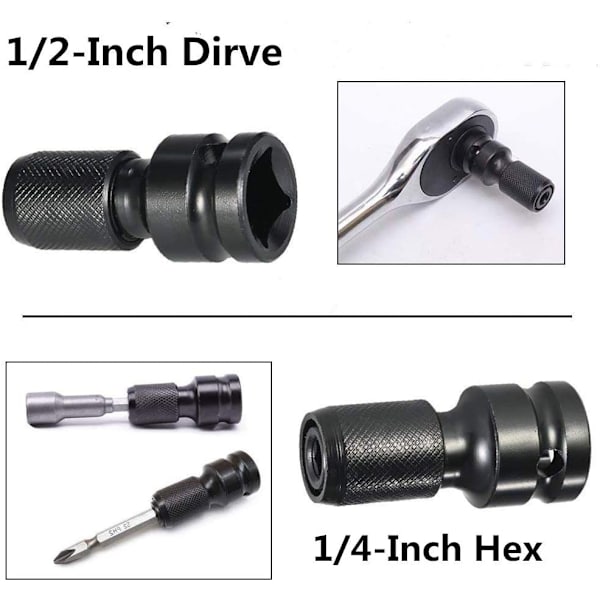 2-pack 1/2\" fyrkantig till 1/4\" sexkantshylsadapter, snabbkoppling Impa