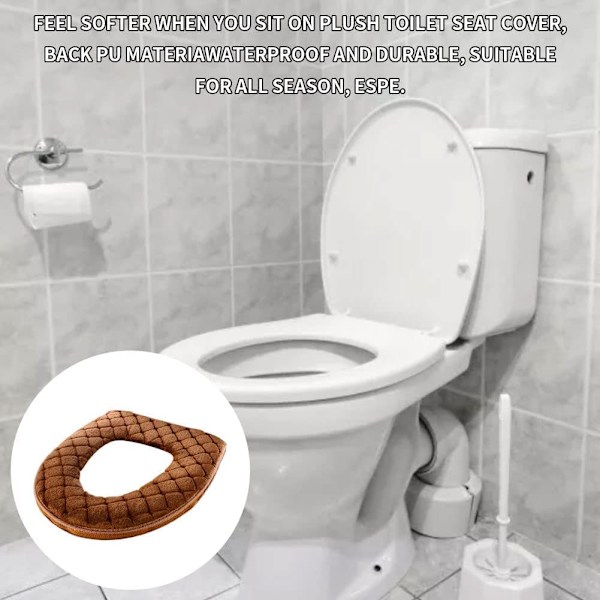 (Brun) Toiletsædebetræk, blødt toiletsædebetræk toiletsædevarmer