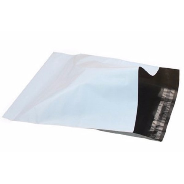 Pakke med 100 stk plastkonvolutter for postforsendelse Hvite +