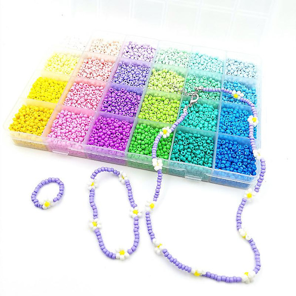 12000 stk 24 farger 3mm perler DIY armbånd halskjede smykkefremstillingstilbehør