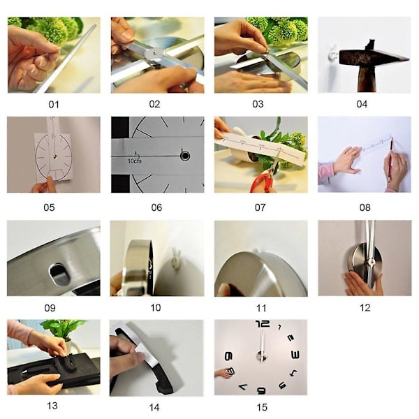 Luksuriøs moderne DIY 3D stor veggklokke speiloverflate klistremerke hjemmekontorinnredning