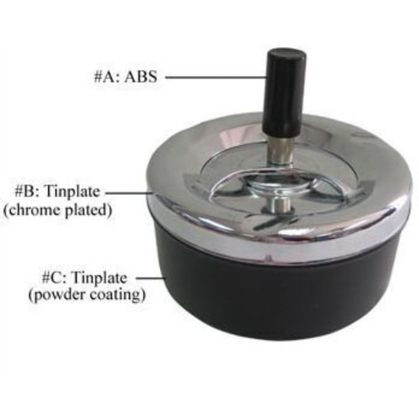 Moderne Roterende Askebeger, Vindtett Askebeger, Lukket Askebeger, Egnet for Kontorer, Barer, Balkonger, For Å Samle Sot (Svart)