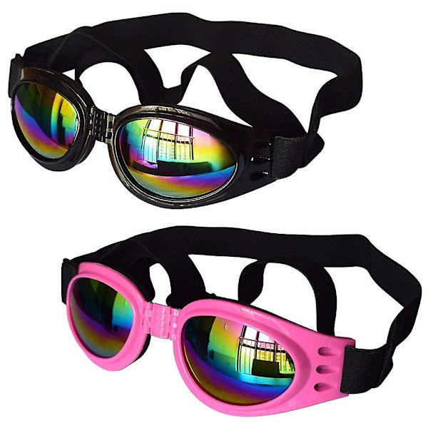 2 stk. Hunde Goggles, Justerbar Rem Hunde Goggles Øjenbeskyttelse Til Rejser Ski, Uv-beskyttelse Vandtæt（B）