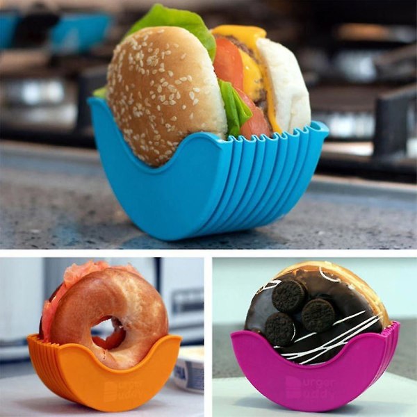 Genanvendelige hamburgerboller fast boks sandwich burger buddy holder（rød）