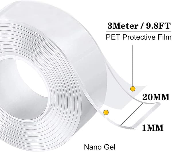 3 meter extra stark dubbelhäftande tejp, nano tejp trans