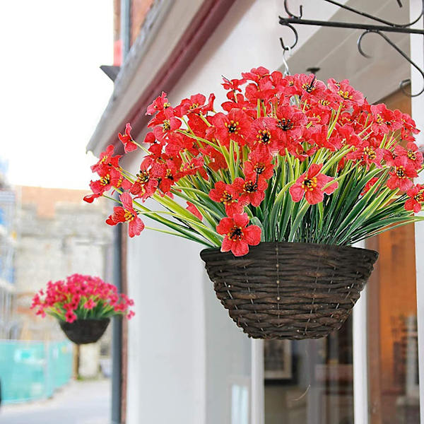 6 buntar utomhus vårgräs blommor vattengräs silkescreentryck tygblommor (röd)