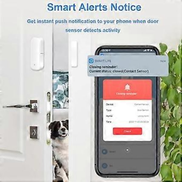 1-6kpl Tuya ZigBee ja WiFi Ovi- ja ikkuna-anturi Älykäs koti Avaa/Sulje APP Etähälytys