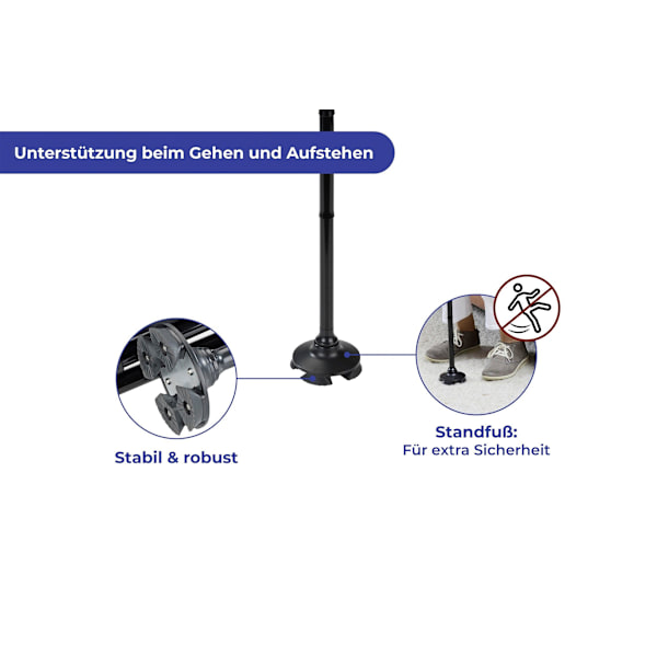 Aluminiumlegering med alarm og LED-lys, dobbelthåndtag til ældre, vandrestok LED-gå- og ståhjælp, højdejusterbar