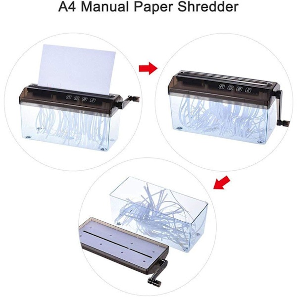 A4-papirshredder - manuell håndpapirshredder for dokumenter - håndlaget