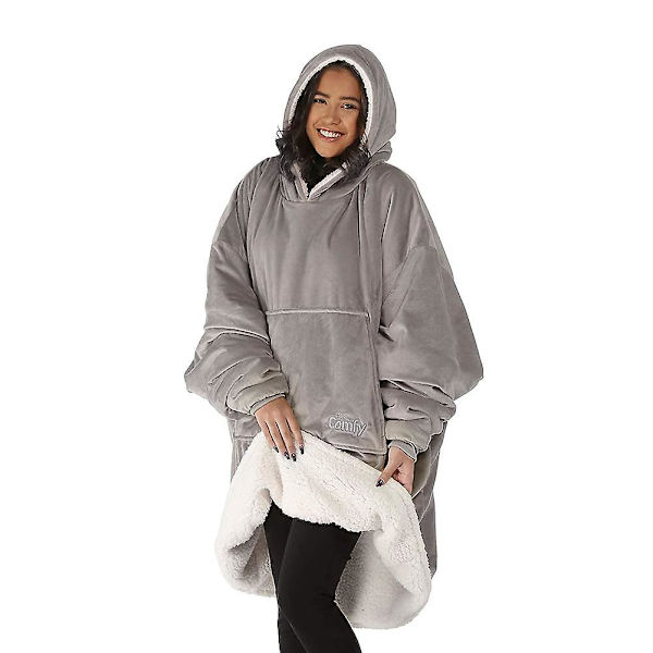 Överdimensionerad mikrofiber- och Sherpa-filt, One Size Fits All (grå)