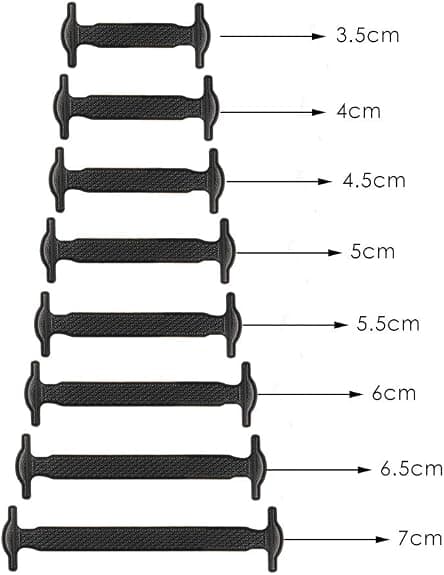 2 par med slipsløse skolisser, 3,5-7 cm elastiske silikonsnørebånd