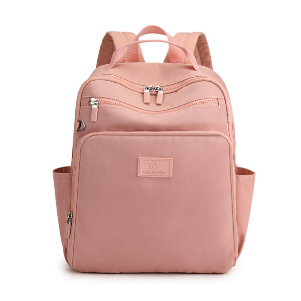 Enkel og allsidig dame-reisesekk med stor kapasitet, uformell mote, vanntett nylonryggsekk, populær vestlig stil ryggsekk (rosa)