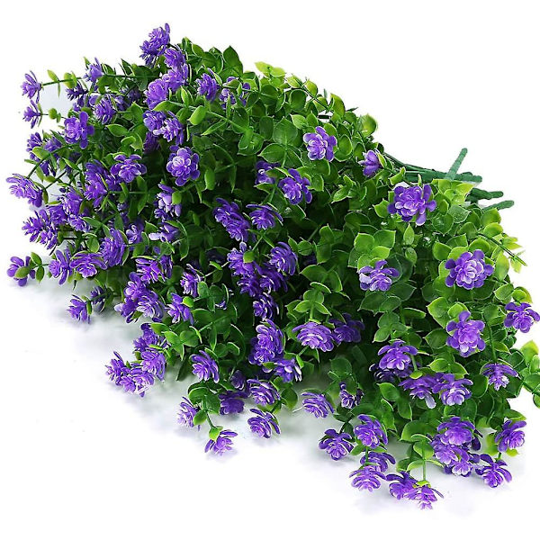 Konstgjorda falska blommor utomhus, falska plastgrönska bröllopsbondgårdsinredning 24 st röd lotus (lila)