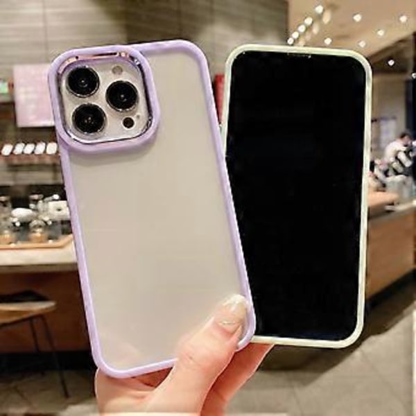 Suojakotelo iPhone 12 Pro Max -puhelimelle, yksinkertainen akryylinen puhelinkotelo iskunkestävä suojakotelo erittäin ohut kuori violetti
