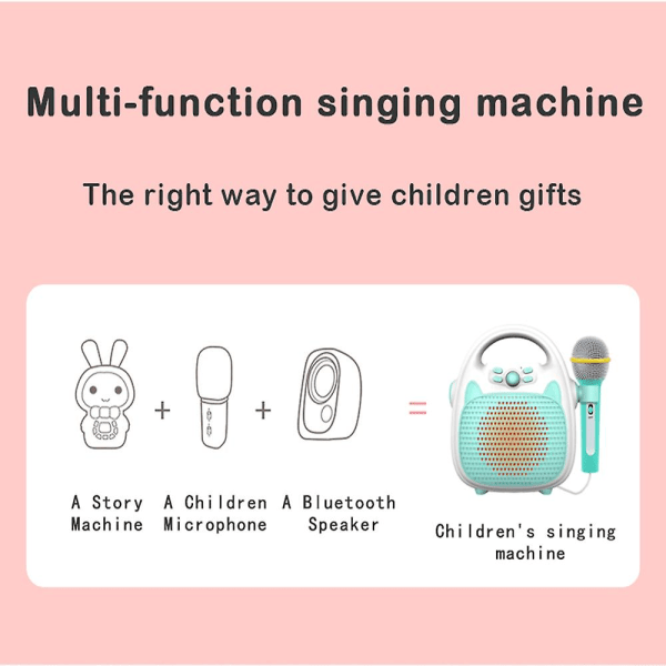 Trådlös Bluetooth musikspelare för barn Karaoke-sångmaskin för barn Leksakshögtalare för pojkflickafest（Blå）