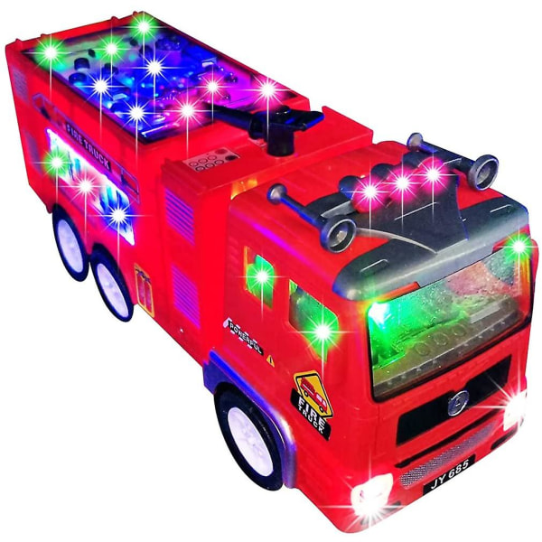 Brandbillegetøj til 3-9-årige drenge piger 4d oplyst brandbillegetøj til drengepige（brandbil）