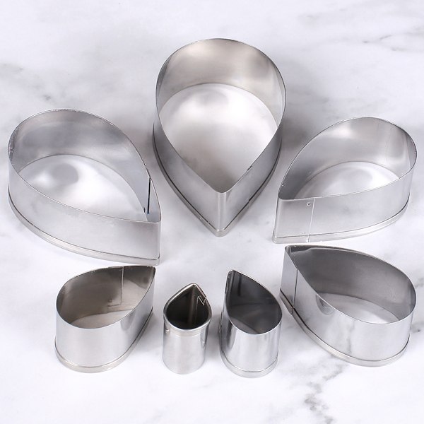 7-delad kakform i droppform, minimetall 3D-fondantform