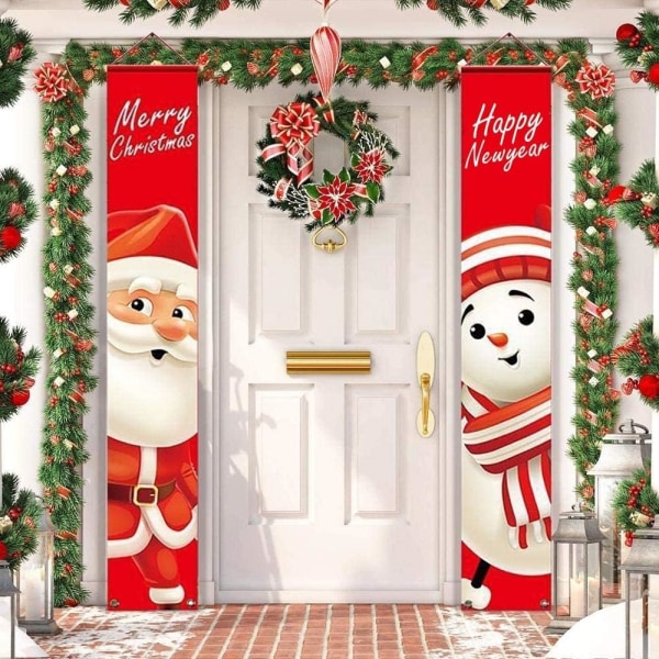 God Jul och Gott Nytt År banderoller, 180CM x 30CM Glad C