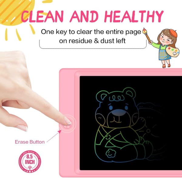 Farverig LCD skrivetablet 8,5 tommer, børns tegnetablet til
