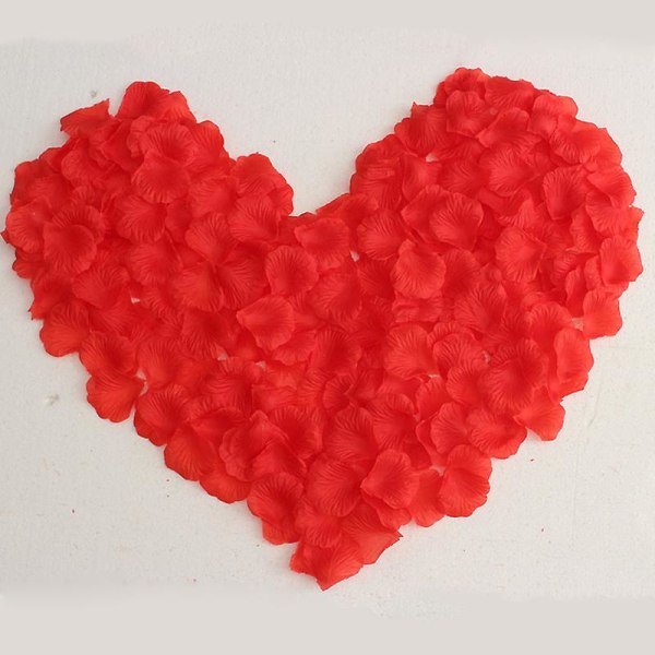 1000 st konstgjorda röda sidenrosblad Dekoration av bröllopsblommor, perfekt för bröllop, alla hjärtans dag och för att föreslå dekoration（A）