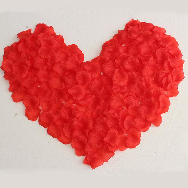 1000 stk kunstige røde silke roseblader bryllupsblomsterdekorasjon, ideell for bryllup, valentinsdag og frieridekorasjon (A)