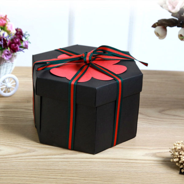 Explosionsbox, Presentbox - Hexagon Svart
