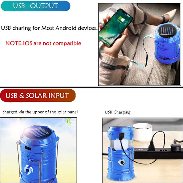 Portabel LED Campinglykta - Ultra Ljus USB Laddningsbar Sola