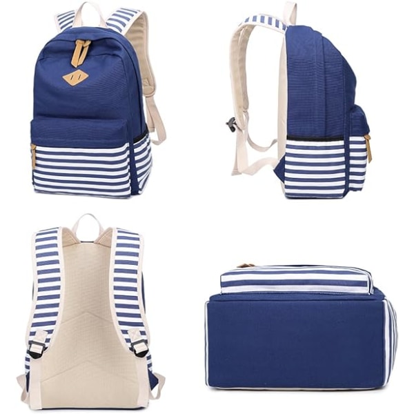 Causal Canvas Stripe Backpack Cute Teen Backpacks For Girls Schoo