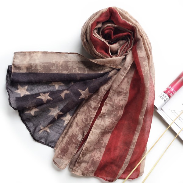 Vintage American flag Bali print scarf, 180*100cm