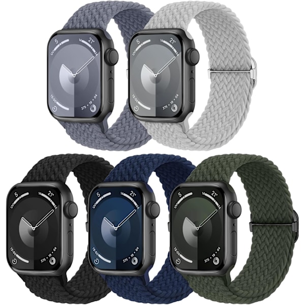 5-pak vævet rem egnet til Apple Watch rem kvinder 40mm 41mm 38mm 42mm B