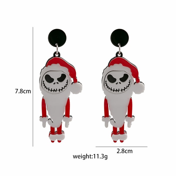 1 par Silver Cartoon Pin Stud örhängen Weird Christmas örhängen