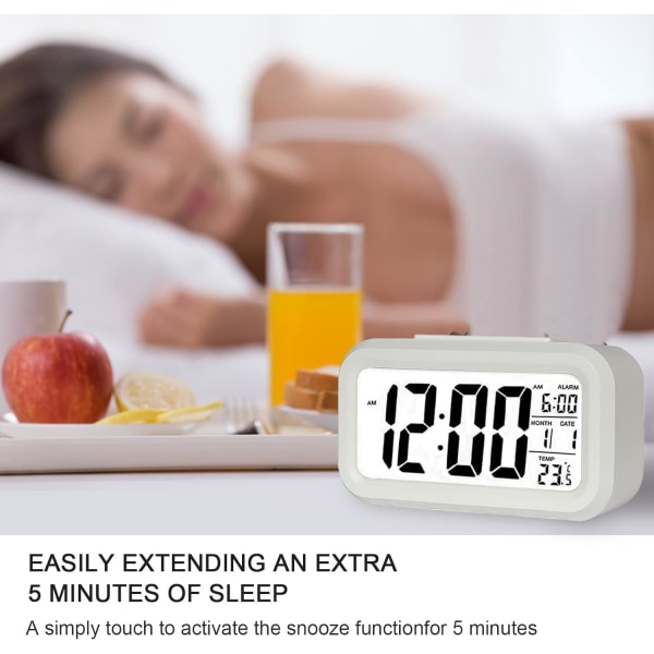 Digital väckarklocka, LED-väckarklocka med temperatur, snooze-funktion