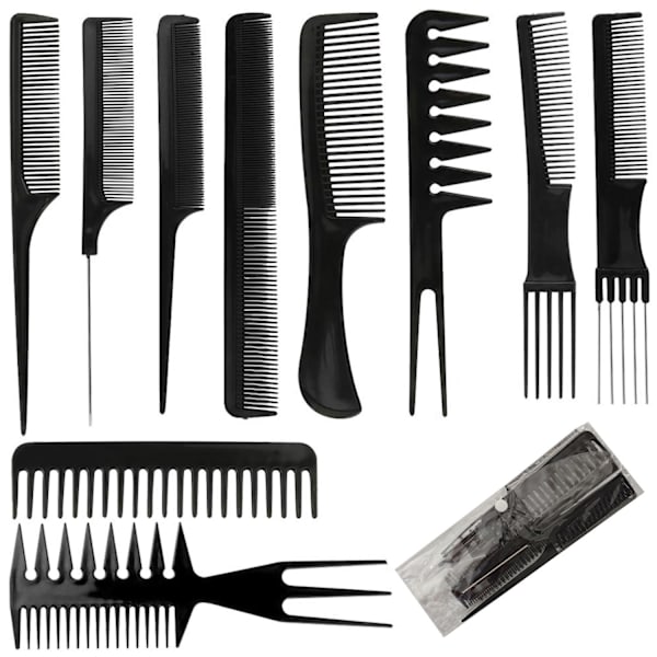 10-pack Professionella Stylingkammar för Frisörer - Varierat Set
