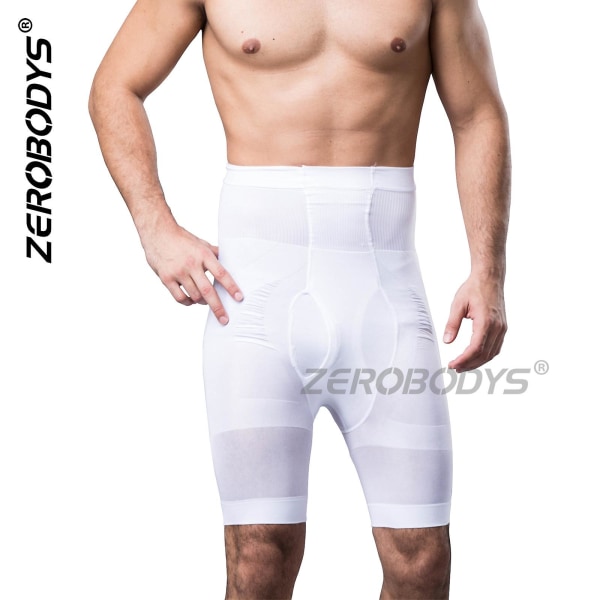 Menn Body Shaper Magekontroll Shorts Shapewear Magebelte Boxershorts Høyt midjet slankende undertøy Ben（M White）