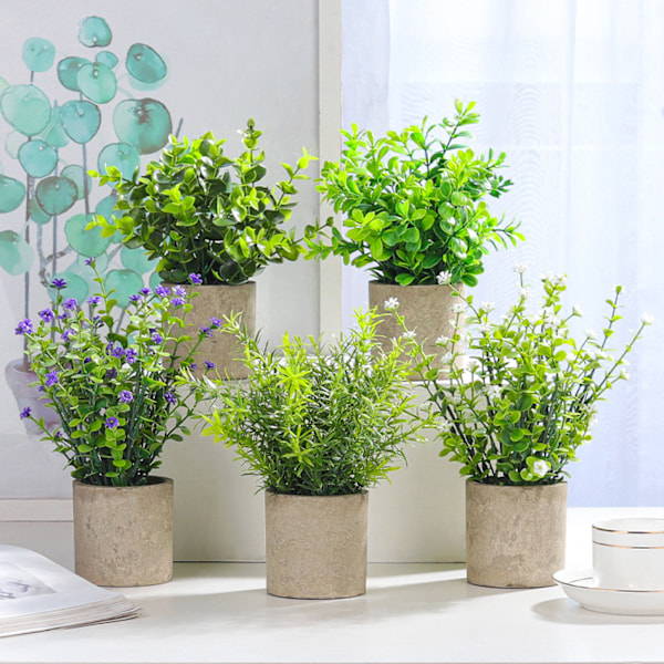 Kunstig stueplante mini kunstige planter potter 1 stk