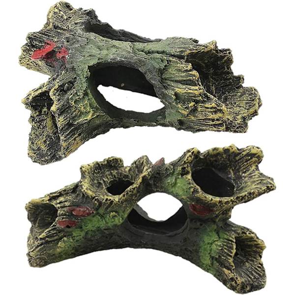 2 stk. Decay Trunk Akvarium Betta Fisk Ornament Drivtræ Resin S