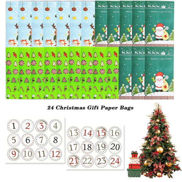 Advent calendar can be filled, 24 Christmas calendars DIY paper b