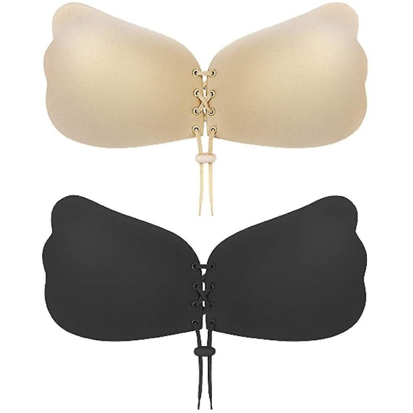 Sticky Bra 2 Pairs Strapless Backless Bra Adhesive Invisible Lift Up Bra Push Up Bra For Backless Dress B