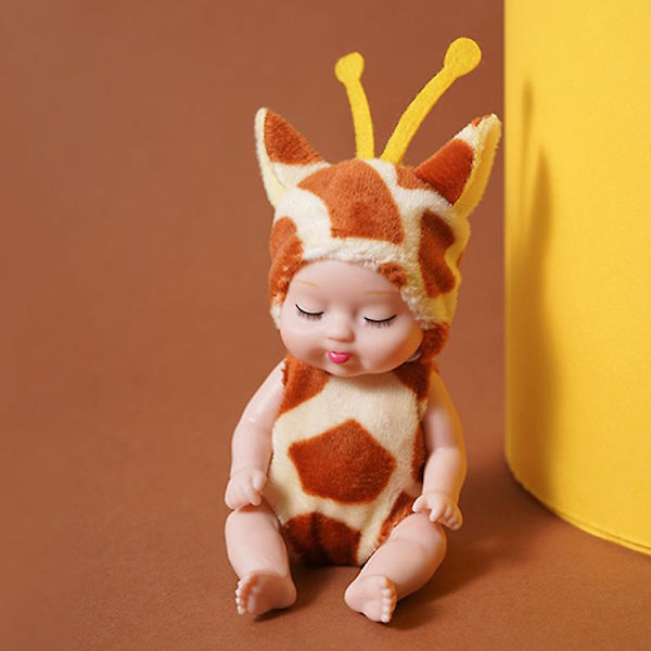 Söta sovande dockor Simulering Återfödelse docka Lugnande docka Djur Flicka Prinsessa Barnleksaker Present (Giraff)