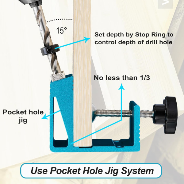 Pocket Hole Jig Kit All-in-One System 2 Drill Guide Joint Angle Tool
