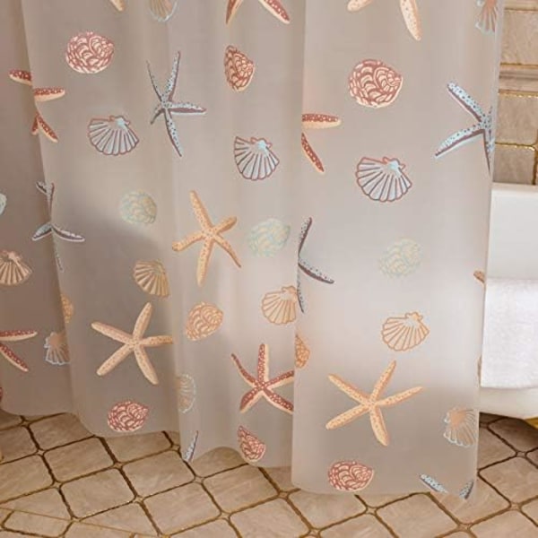 1 ST Starfish Elegant PEVA duschdraperi med plastkrok för Ba