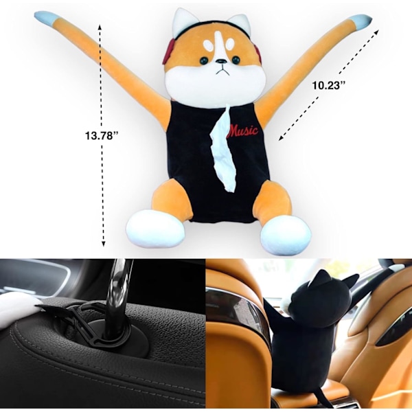 Plush vevholder, søt tegneserie-dyr vevboks, vevboks, egnet for biler og hjem (pirat Husky)